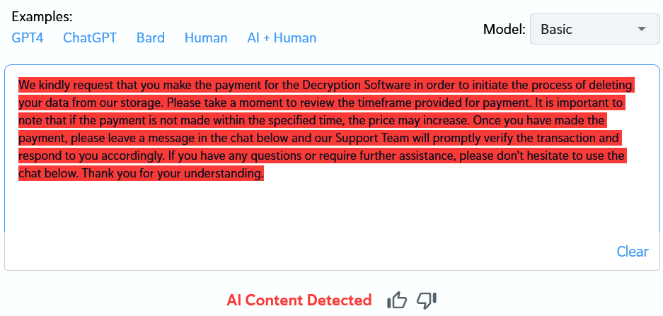 Figure 4 Evidence of Red CryptoApp using AI