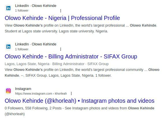 Name indicating high searches from Nigeria