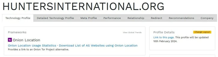 Evidence of hosting for onion location